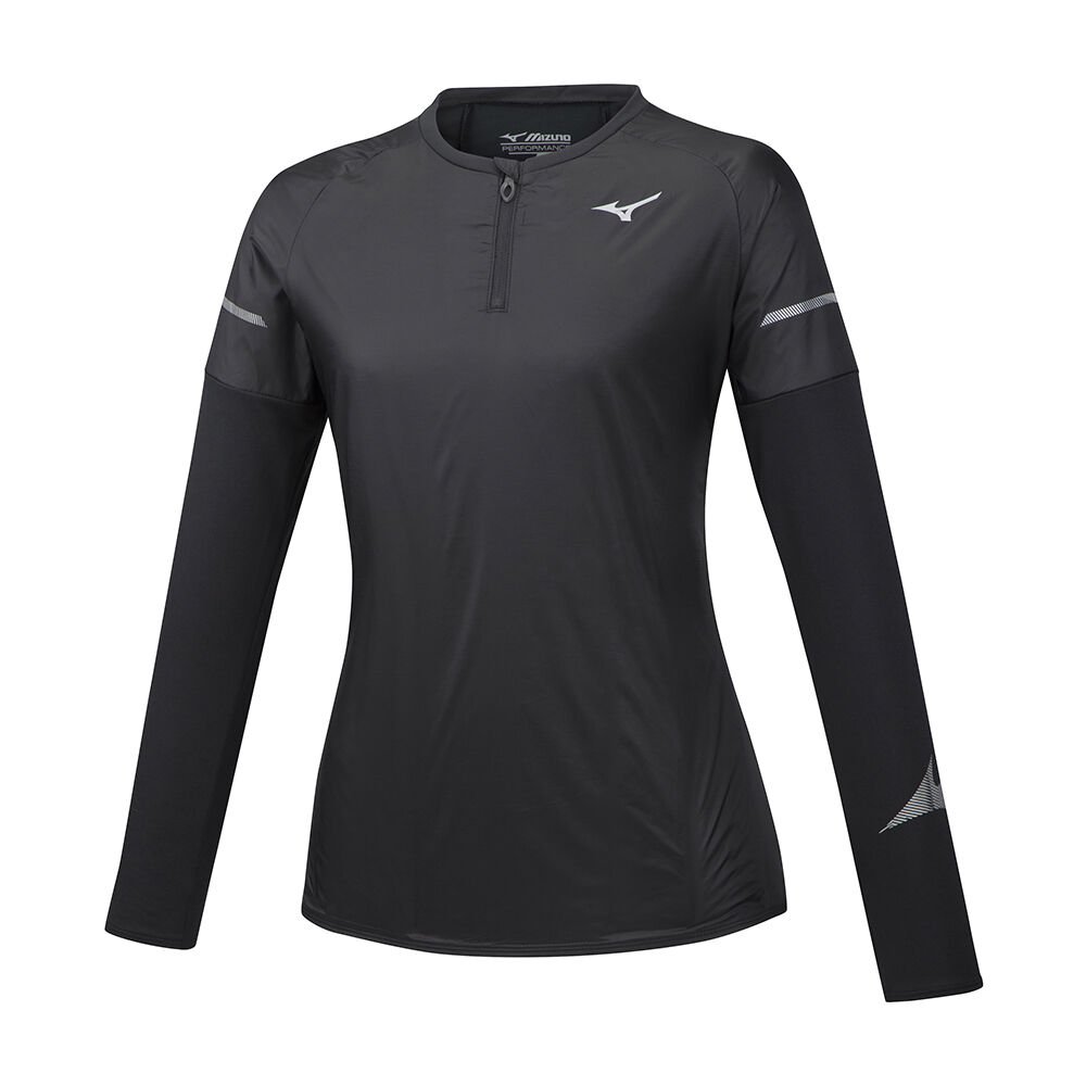 Maglietta Mizuno Running Hineri Hybrid LS Donna - Nere - 87562-DBME